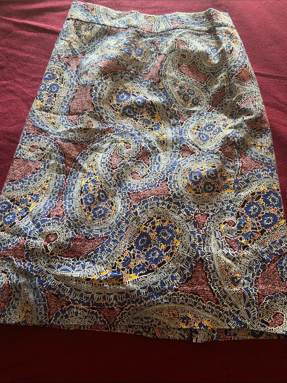 J. Crew Paisley Print Straight Skirt in Blue and Brown